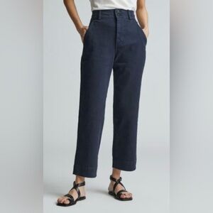 Everlane The Organic Straight Leg Crop Pants Women Size 4 High Waisted Blue